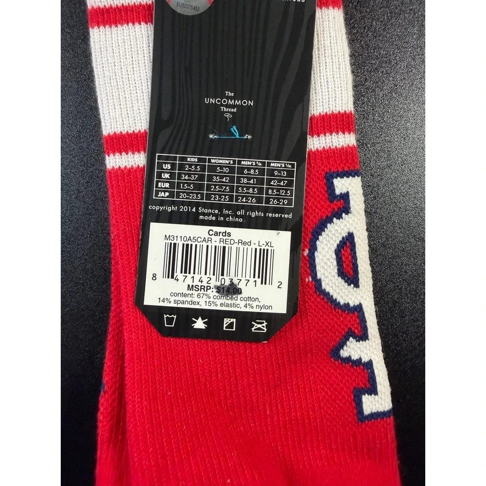 Stance MLB St Louis Cardinals Socks Mens L/XL Red White Blue Crew M3110A5CAR K5